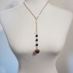 Gold Lava Stone Diffuser Necklace Spinning Stone